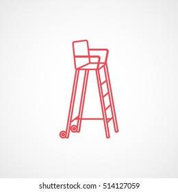 Tennis Referee Chair Red Line Icon On White Background