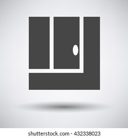 Tennis replay ball in icon on gray background with round shadow. Vector illustration.
