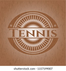 Tennis retro style wooden emblem