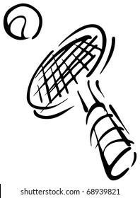  Tennis rocket drawing. vector illustration.
