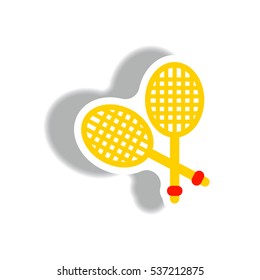 tennis rocket stylish icon in paper sticker style tennis rocket
