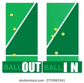 Regla de tenis de entrada o salida de pelota. Vector