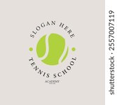 tennis school logo colorful vector vintage illustration design. tennis ball logo sign and symbol