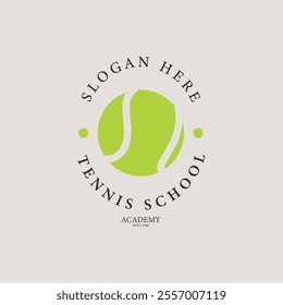 tennis school logo colorful vector vintage illustration design. tennis ball logo sign and symbol