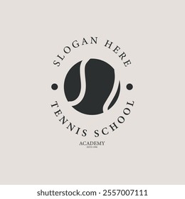 tennis school logo vector vintage illustration design. tennis ball logo sign and symbol