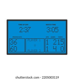 Tennis Scoreboard Icon. Editable Bold Outline With Color Fill Design. Vector Illustration.