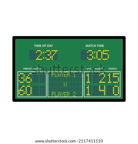 Tennis Scoreboard Icon. Editable Bold Outline With Color Fill Design. Vector Illustration.