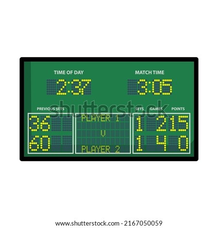 Tennis Scoreboard Icon. Editable Bold Outline With Color Fill Design. Vector Illustration.