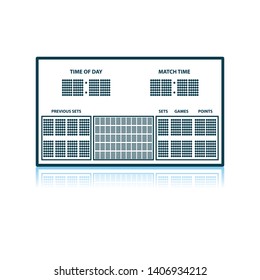 Tennis Scoreboard Symbol. Schattenreflektionsdesign. Vektorgrafik.