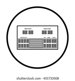 Tennis scoreboard icon. Thin circle design. Vector illustration.