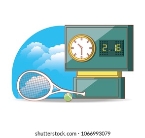 tennis scoreboard with racket