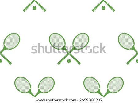 Tennis seamless pattern or background with retro tennis rackets and ball. Vector illustration.