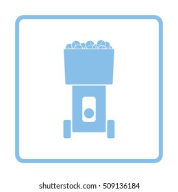 Tennis Serve Ball Machine Icon. Blue Frame Design. Vector Illustration.