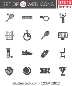 Tennis. Set of 16 high quality web icons