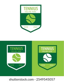 Tennis Shield Logo. Tennis Sport. Tennis club logo. Tennis Ball. Vector Illustration