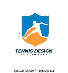 Tennis with Shield logo vector template, Creative Tennis logo design concepts