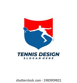 Tennis with Shield logo vector template, Creative Tennis logo design concepts