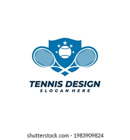 Tennis with Shield logo vector template, Creative Tennis logo design concepts