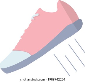 A tennis shoe moving in action