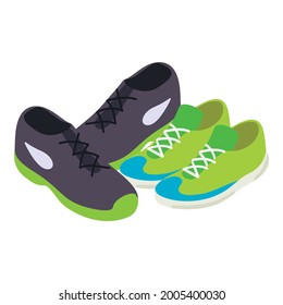 Tennis shoes icon isometric vector. Sport footwear icon. Two pair sport shoes