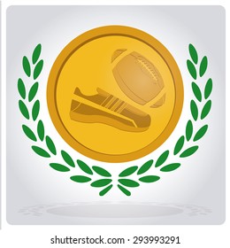 tennis shoes over gold stamp and degrade background