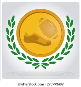 tennis shoes over gold stamp and degrade background