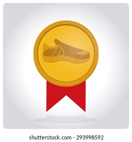 Tennis shoes over stamp and degrade color background