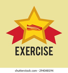 tennis shoes over star stamp over yellow color background