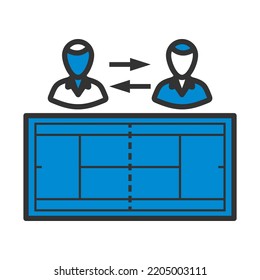 Tennis Side Changing Icon. Editable Bold Outline With Color Fill Design. Vector Illustration.