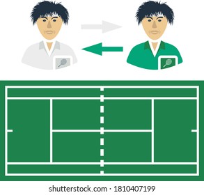 Icono de cambio del lado del tenis. Diseño de color plano. Ilustración vectorial.