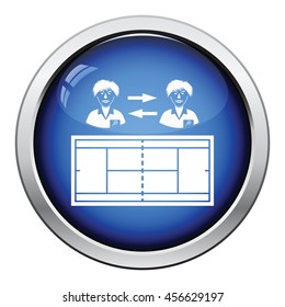 Tennis side changing icon. Glossy button design. Vector illustration.
