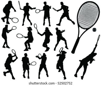 tennis silhouette 3-vector