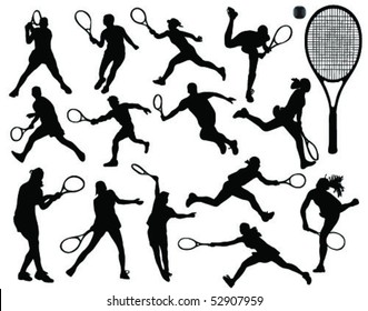 tennis silhouette 6-vector