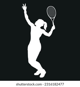 Tennissilhouette auf schwarzem Hintergrund