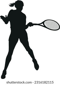 Tennissilhouette auf weißem Hintergrund