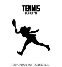 Tennis Silhouette vector stock illustration, Tennis Player silhoutte