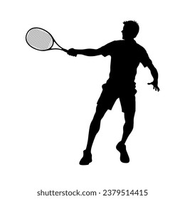 Tennis silhouettes, tennis player man, male sports person in silhouette, tennis element