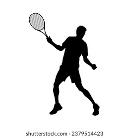 Tennis silhouettes, tennis player man, male sports person in silhouette, tennis element