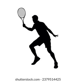 Tennis silhouettes, tennis player man, male sports person in silhouette, tennis element