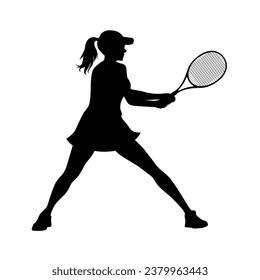 Tennis silhouettes, tennis player sports person in silhouette, tennis woman in match champion