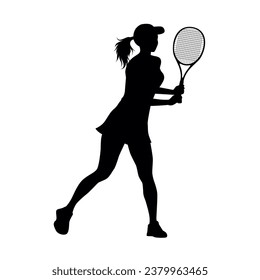 Tennis silhouettes, tennis player sports person in silhouette, tennis woman in match champion