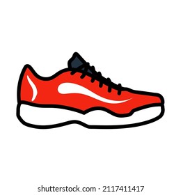 Tennis Sneaker Icon. Editable Bold Outline With Color Fill Design. Vector Illustration.