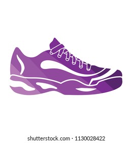 Tennis sneaker icon. Flat color design. Vector illustration.