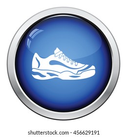 Tennis sneaker icon. Glossy button design. Vector illustration.