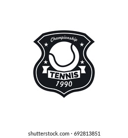 Tennis sport black & white logo vector