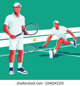 Tennis Sport Character Man Vector Illustration