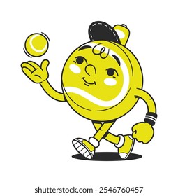 Tennis sport character throws ball