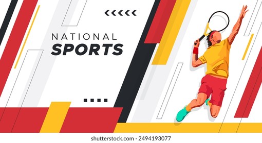 tennis sport concept, celebrating national sports day. tennis sport background. Male tennis player. Template design for national tennis match event