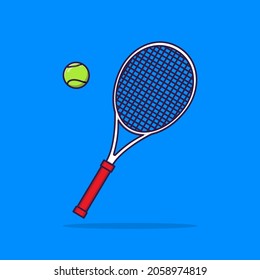 Tennis sport equipment icon illustration. Sport cartoon style illustration concept