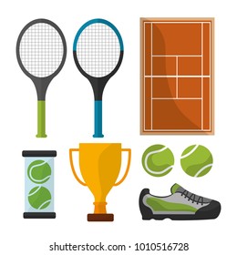 tennis sport equipment trophy court icons